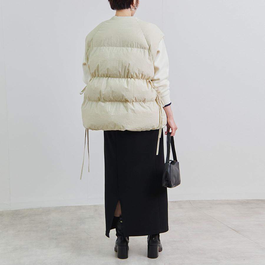 ダウンベスト レディース 秋 冬 サイドリボン ダウンライク : anlulu