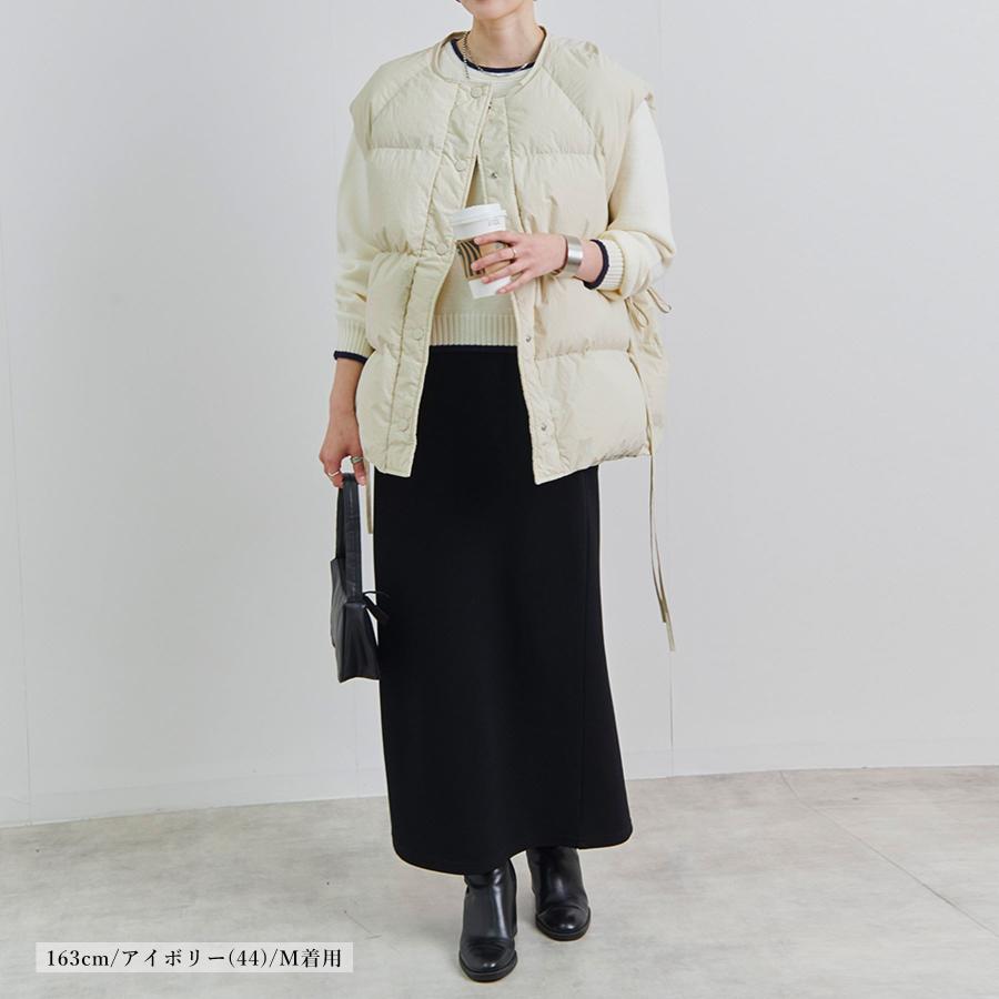 ダウンベスト レディース 秋 冬 サイドリボン ダウンライク : anlulu