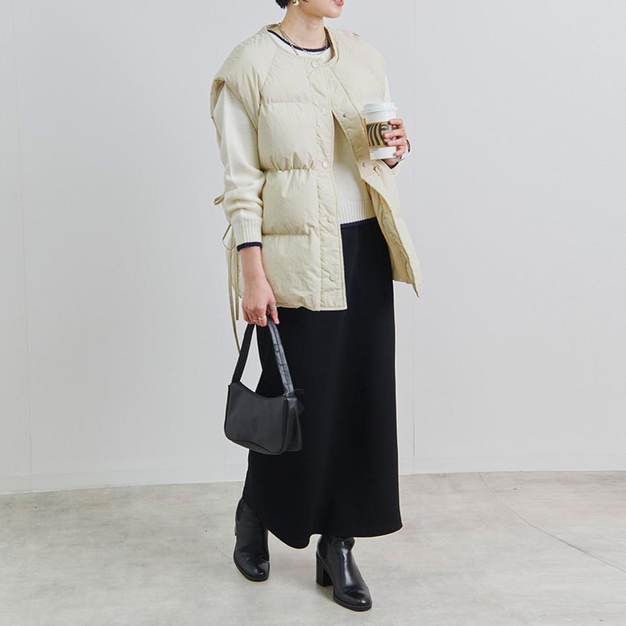 ダウンベスト レディース 秋 冬 サイドリボン ダウンライク : anlulu