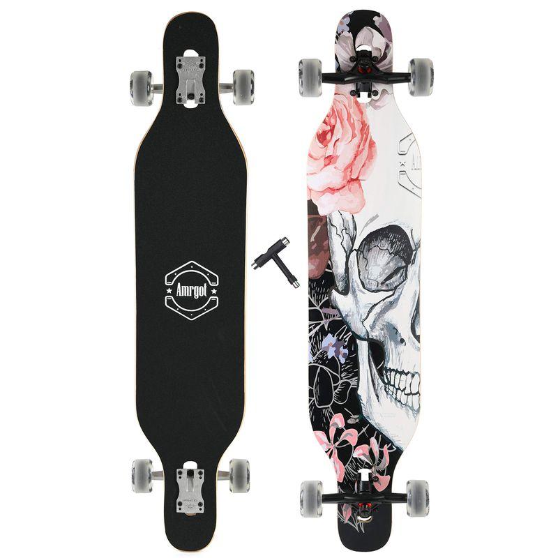 Amrgotロングボードスケートボード42インチデッキクルーザーまたはスピードによる完全なドロップダウン (6