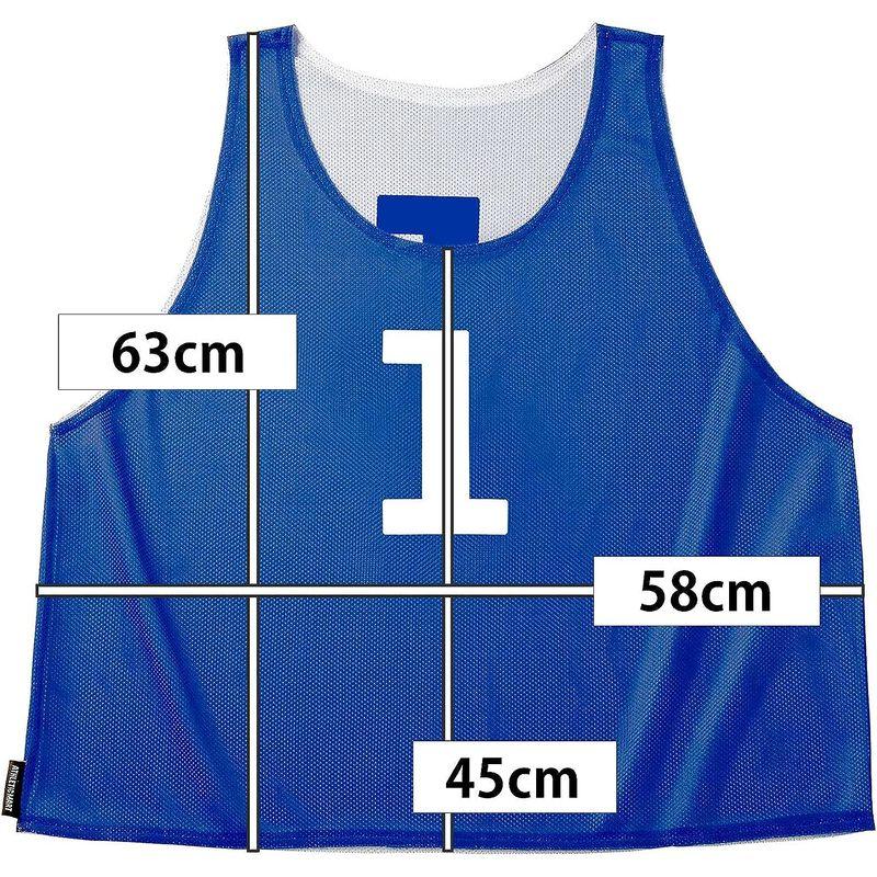 ATHLETIC MART ビブス(リバーシブル)1?12番 裏表前後ろ番号あり 12枚セット 収納メッシュランドリーバッグ付 (青ブルー) MART ビブス リバーシブル 12番 裏表前後ろ番号あり 12枚セット 収納メッシュランドリーバッグ付 青ブルー