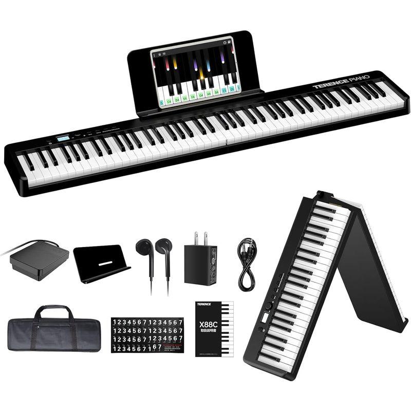 品質保証書 TERENCE 電子ピアノ 88鍵盤 折り畳み式 ピアノ MIDI対応 携帯型 デジタルピアノ軽量 タッチレスポンス機能 初心者 子供 ピア