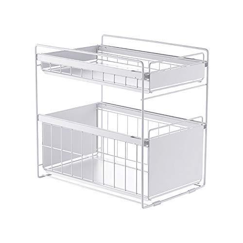 シンク下収納 シンク下スライドラック2段 幅27cm 多機能のキッチン収納 スライド式 低価格化 ステンレス棚 収納 ボトルラック 調味料 シンク下 40x27