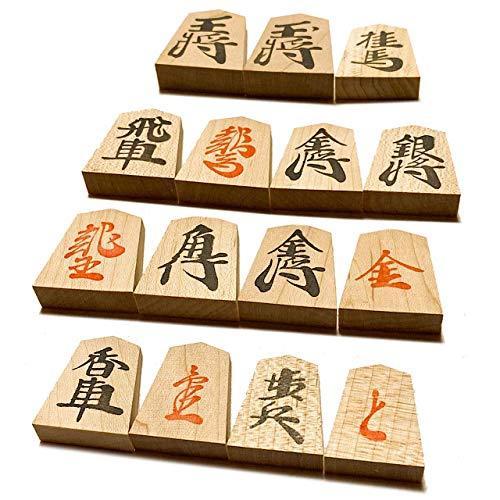 将棋セット 新桂7号折将棋盤と天童木製将棋駒 スタンプ押 鈴花堂オリジナル駒の動き方カード付