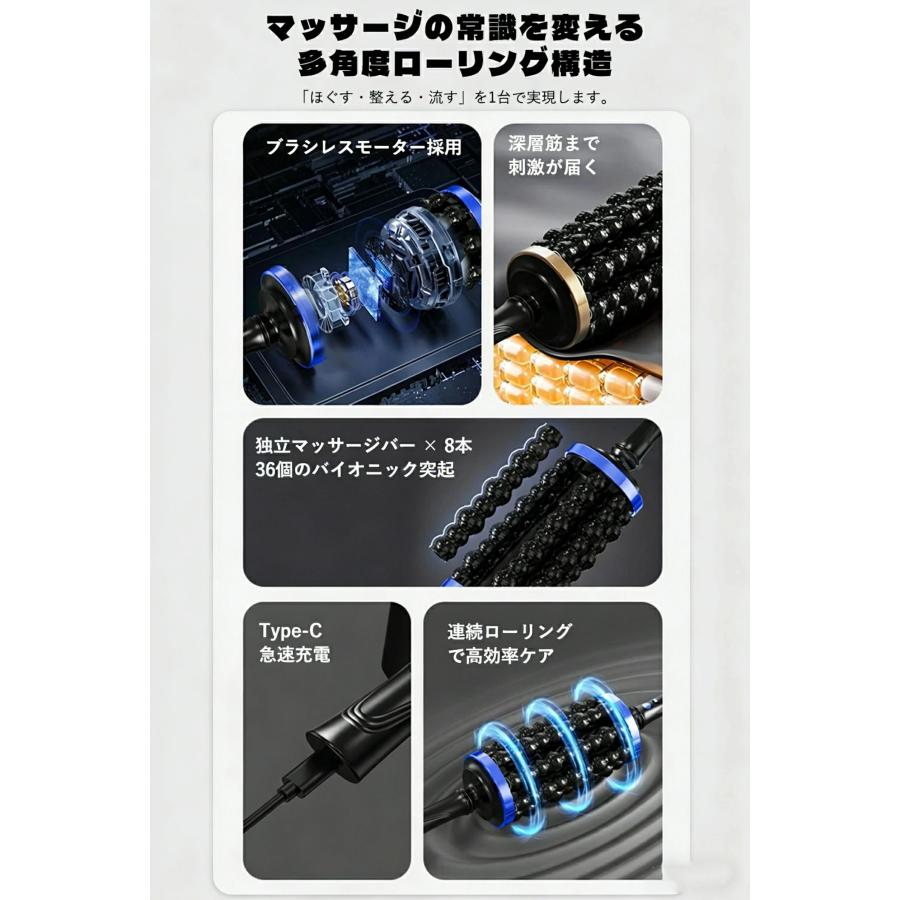 電動マッサージローラー 電動筋膜ローラー 筋膜リリース マッサージ器
