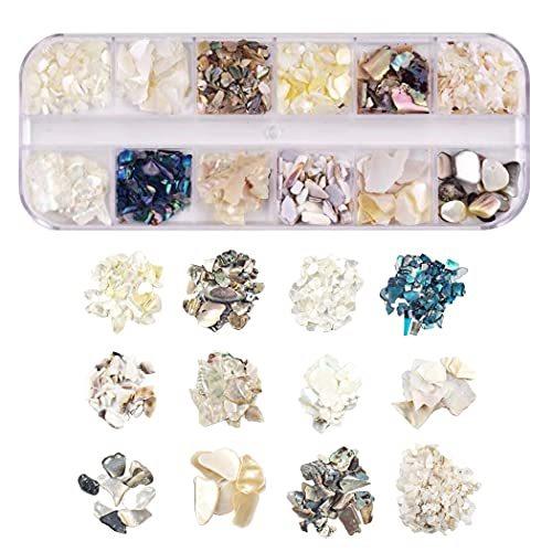 Happyhome ネイルパーツ 貝殻 チップ 12種 ネイルアート シェルフレーク レジンパーツ ジェルネイル シェルパーツ スーパーsale セール期間限定