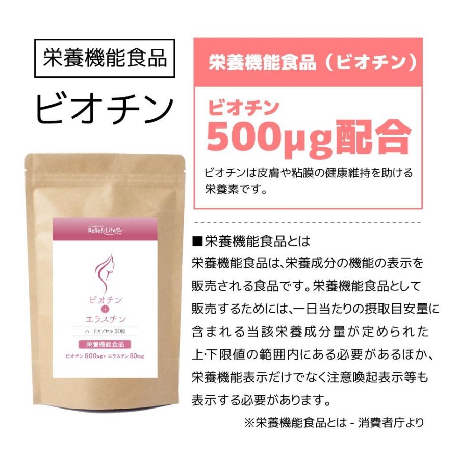 ビオチン+エラスチン 3個セット ビタミン コラーゲン 亜鉛酵母 ガニアシ 海洋深層水 L-アルギニン オルニチン｜relieflife｜03