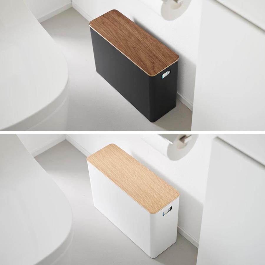 【在庫処分】山崎実業(Yamazaki) 蓋付き トイレ用品収納 ブラウン W3 RIN ｜ 蓋付きトイレ用品収納 リン ｜ 山崎実業