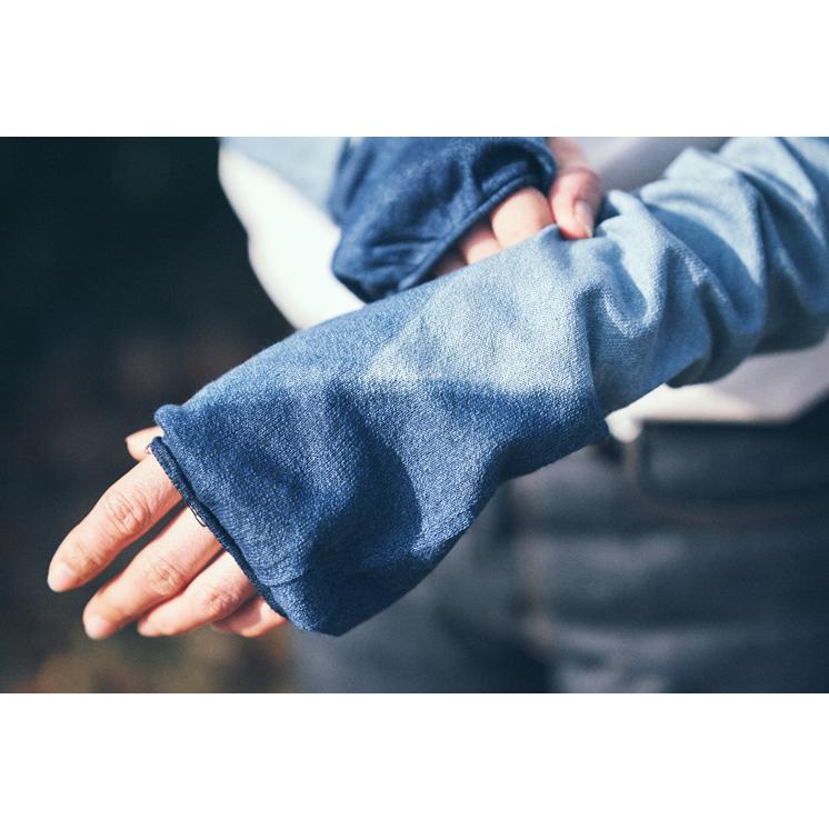 天然藍染アームカバー/ aiamu 奈良 靴下 日本製 創喜 ソウキ メンズ レディース ギフト プレゼント 藍染 吉野 和紙 綿 環境にやさしい 本藍 手染め |  | 06