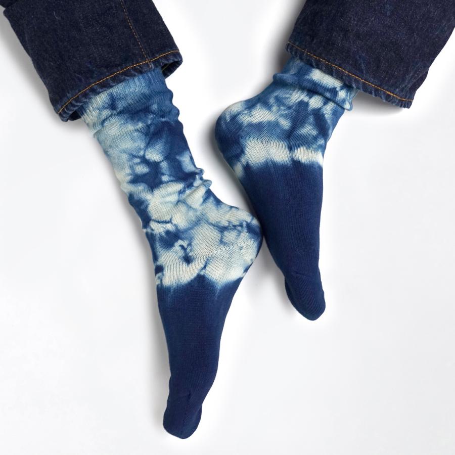 天然藍染ソックス-しぼり- / aiamu 奈良 靴下 日本製 創喜 ソウキ メンズ レディース ユニセックス ギフト プレゼント 吉野葛 本藍 手染 くつした 贅沢 お祝い |  | 03