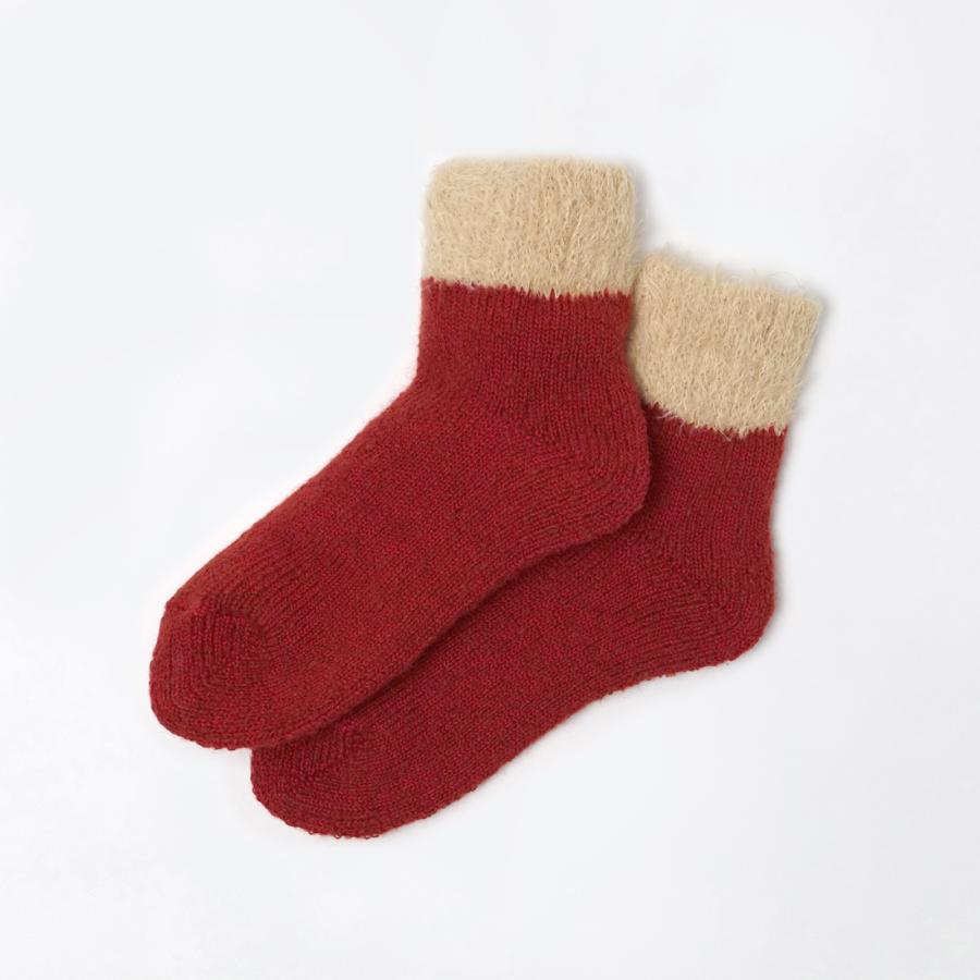 奈良 靴下 日本製 創喜 インサイドモヘア ルームソックス リブクルー メンズ レディース ギフト プレゼント あったか靴下 もこもこ モヘア ウール パイル編み |  | 03