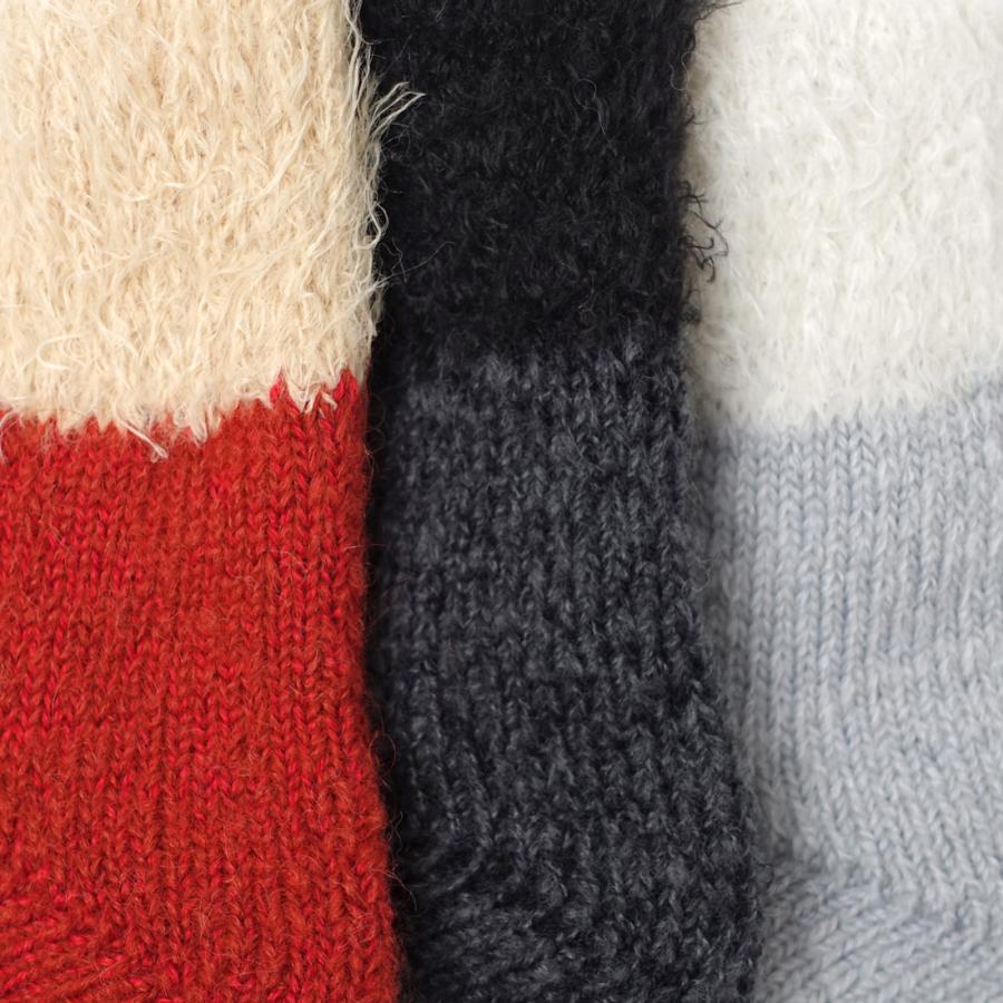 奈良 靴下 日本製 創喜 インサイドモヘア ルームソックス リブクルー メンズ レディース ギフト プレゼント あったか靴下 もこもこ モヘア ウール パイル編み |  | 07