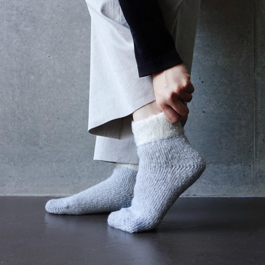奈良 靴下 日本製 創喜 インサイドモヘア ルームソックス リブクルー メンズ レディース ギフト プレゼント あったか靴下 もこもこ モヘア ウール パイル編み |  | 11