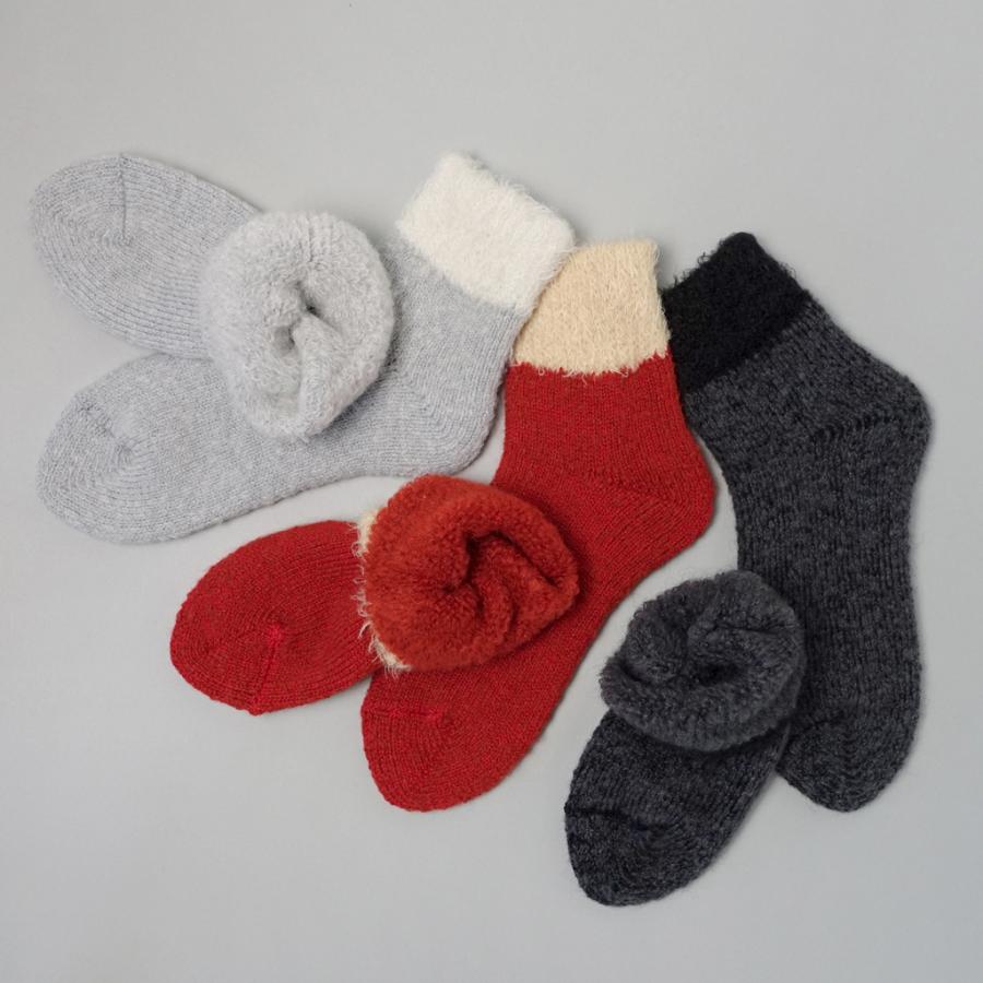 奈良 靴下 日本製 創喜 インサイドモヘア ルームソックス リブクルー メンズ レディース ギフト プレゼント あったか靴下 もこもこ モヘア ウール パイル編み |  | 08