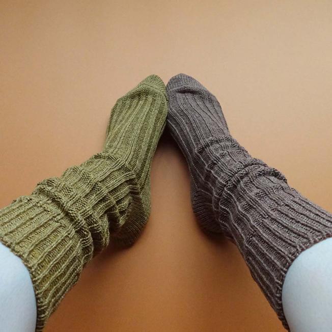 奈良 靴下 日本製 創喜 リサイクルコットン リブハイクルー スペックダイカラーメンズ レディース ギフト 綿 ローゲージ ヴィンテージ カジュアル 丈夫 |  | 16