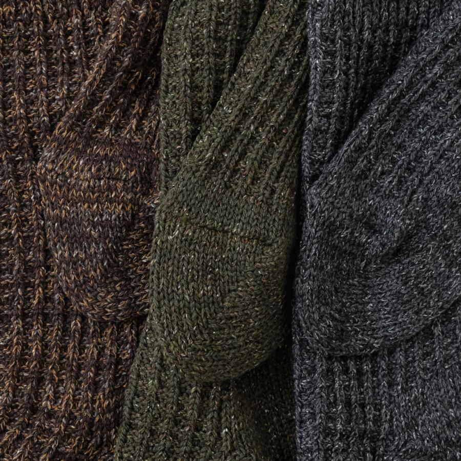 奈良 靴下 日本製 創喜 WOOL SILK ツイードワッフル ウールリブクルー メンズ レディース ギフト シルク コットン 綿 保温 吸湿 ローゲージ ロング |  | 09