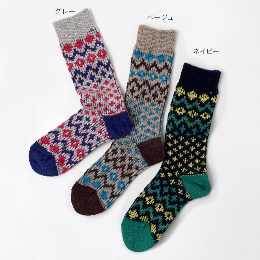 奈良 靴下 日本製 創喜 NORDIC ECOWOOL リブクルー メンズ レディース ギフト アップサイクルウール コットン 保温性 ローゲージ 綿 かわいい アウトドア |  | 05
