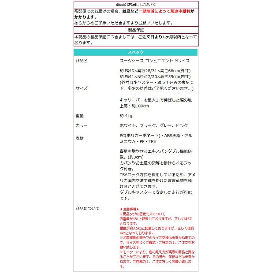 スーツケース Mサイズ 「送料無料」 キャリーバッグ キャリーケース TSAロック コンビニエント エキスパンダブル機能 フック付き |  | 18
