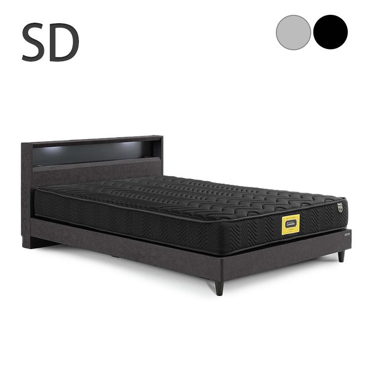 高級 ベッド セミダブル SD シンプル 棚 幅木よけ コンセント付き 