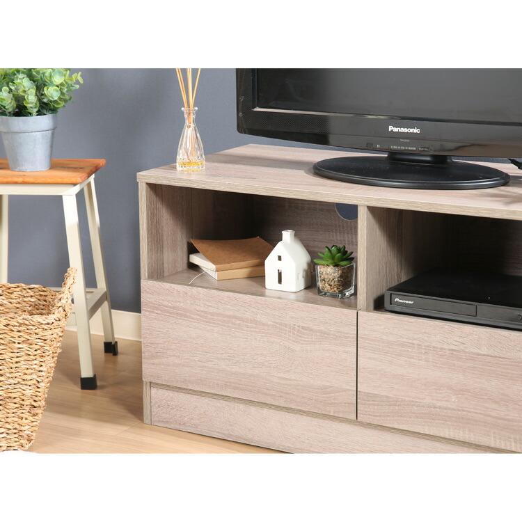 ブラウン テレビ台セット 引き出し付き　2／2 工具不要TV台 2色から選べる ミディアムブラウン グレー テレビ台
