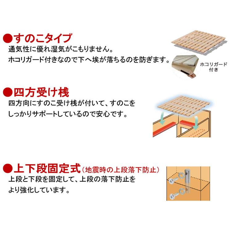 高級 2段ベッド 2040×1040×1480mm 床面高 上段1055 下段205 mm
