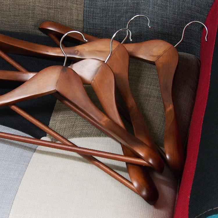 木製スーツハンガー バー付き 40本セット 45cm スー ツ ジャケット 型
