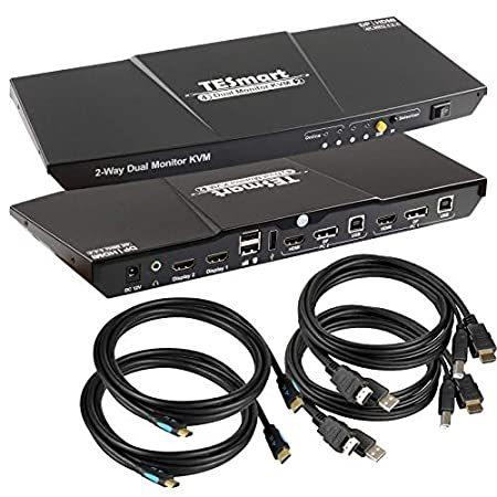 アメリカ直輸入品TESmart DisplayPort + HDMI 4x2 Dual Monitor KVM Switch for 2 PCs + 2 Monito送料込み！
