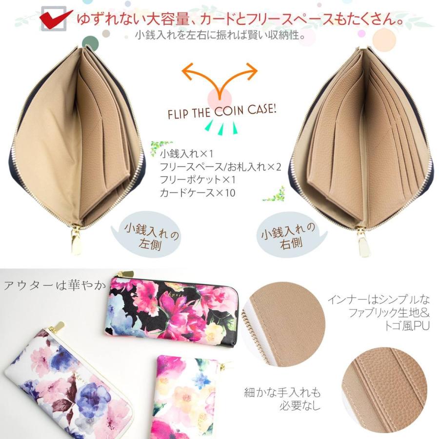 Charis カリス 財布を大きく開いて上からの写真でポケットの数を説明