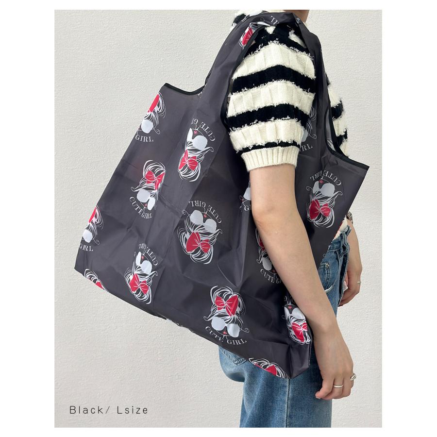 エコバッグ 大容量 洗える 折りたたみ ショッピングバッグ 小さめ 大きめ サングラスガール ポケット付き 選べるサイズ | ブランド登録なし | 11