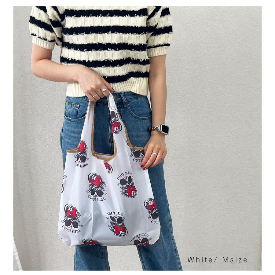 エコバッグ 大容量 洗える 折りたたみ ショッピングバッグ 小さめ 大きめ サングラスガール ポケット付き 選べるサイズ | ブランド登録なし | 12