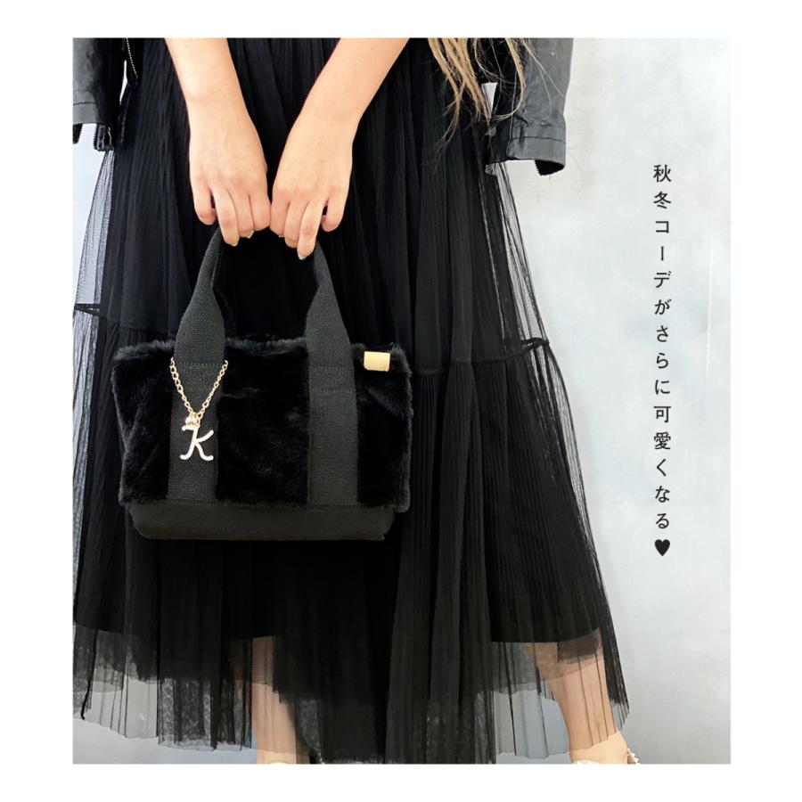 トートバッグ レディース ファー コーデュロイ 仕切り ミニ 小さめ 使いやすい ふわふわ  秋冬 ランチバッグ 散歩 イニシャル 名入れ 送料無料 | ブランド登録なし | 02