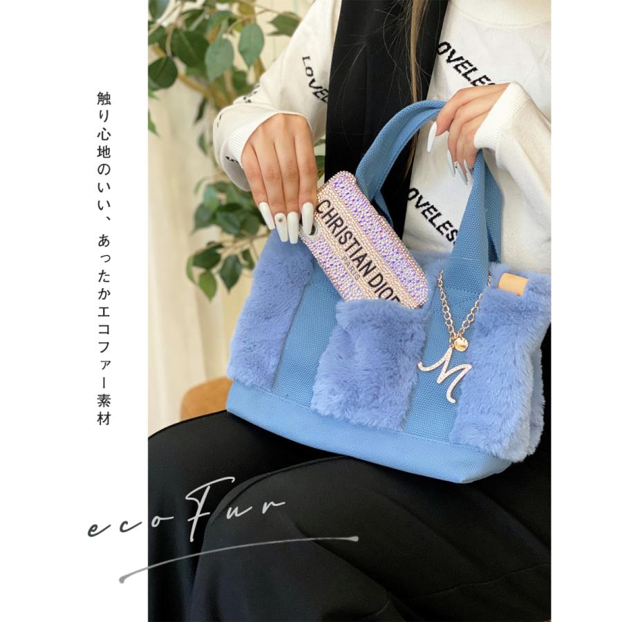 トートバッグ レディース ファー コーデュロイ 仕切り ミニ