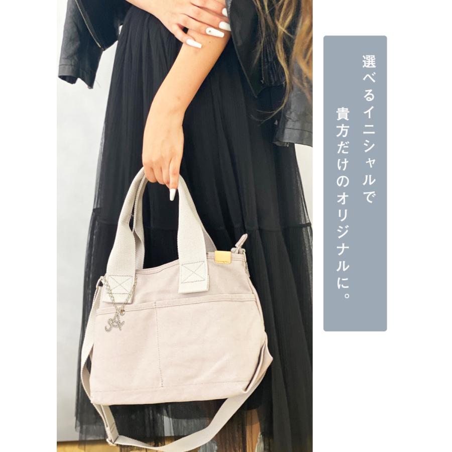 レディース トートバッグ ショルダー ボトルホルダー 仕切り ミニ 小さめ 帆布 キャンバス 2way バッグ ファスナー 斜め掛け 無地 イニシャル 名入れ 送料無料 | ブランド登録なし | 12