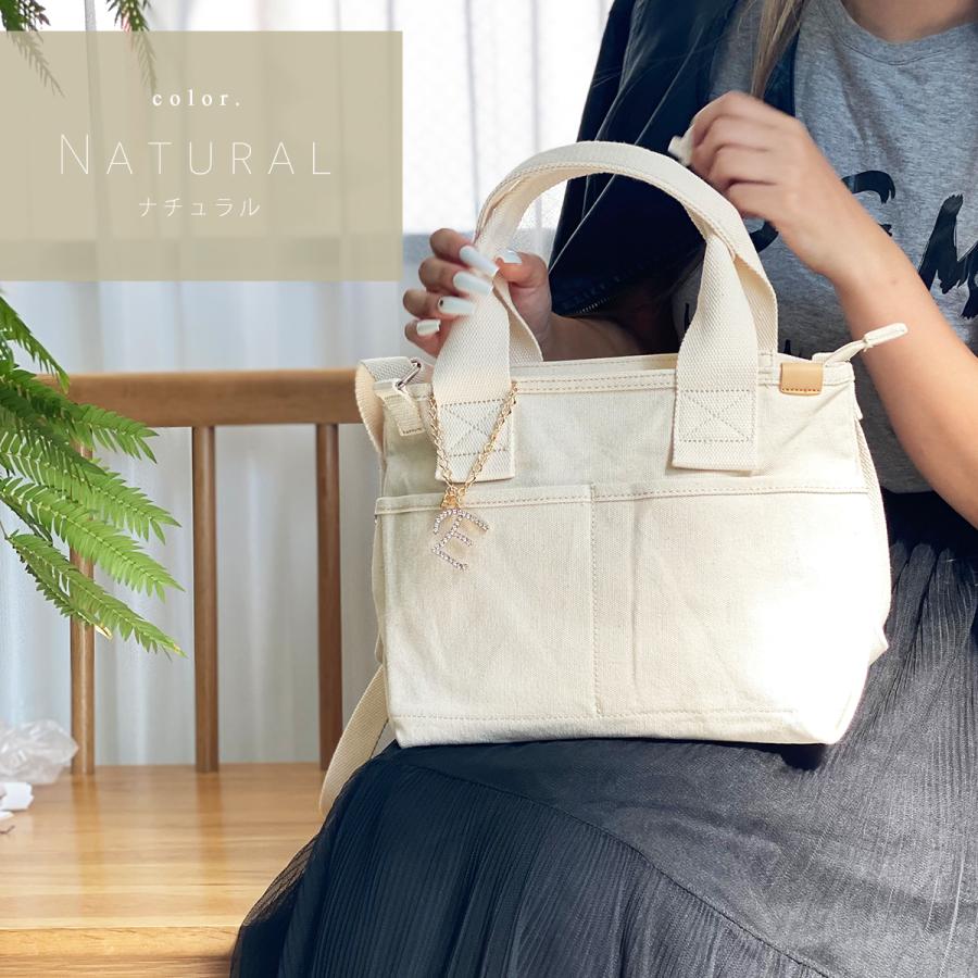レディース トートバッグ ショルダー ボトルホルダー 仕切り ミニ 小さめ 帆布 キャンバス 2way バッグ ファスナー 斜め掛け 無地 イニシャル 名入れ 送料無料 | ブランド登録なし | 08