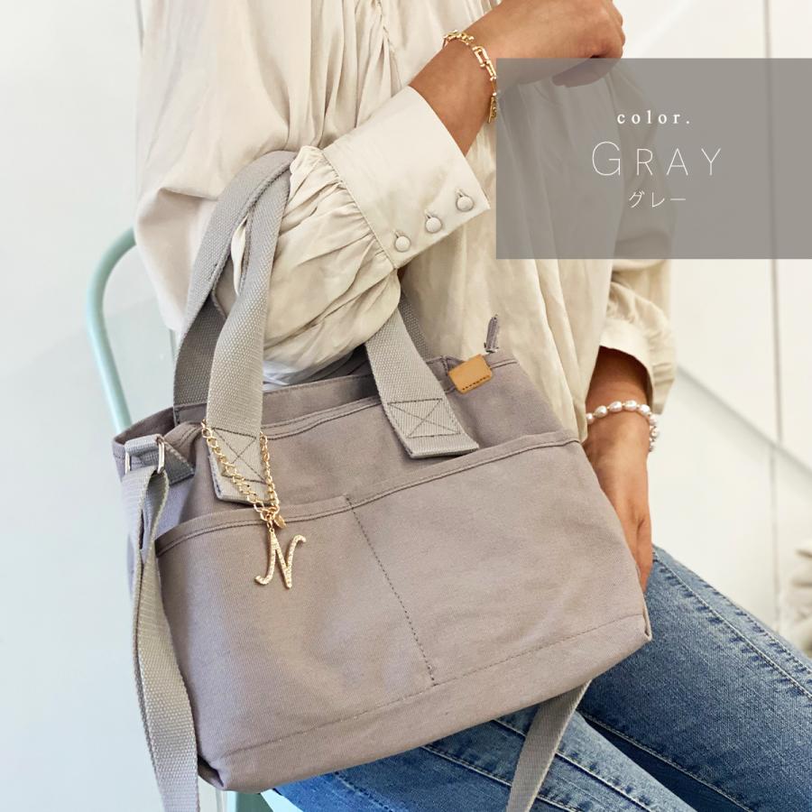 レディース トートバッグ ショルダー ボトルホルダー 仕切り ミニ 小さめ 帆布 キャンバス 2way バッグ ファスナー 斜め掛け 無地 イニシャル 名入れ 送料無料 | ブランド登録なし | 09