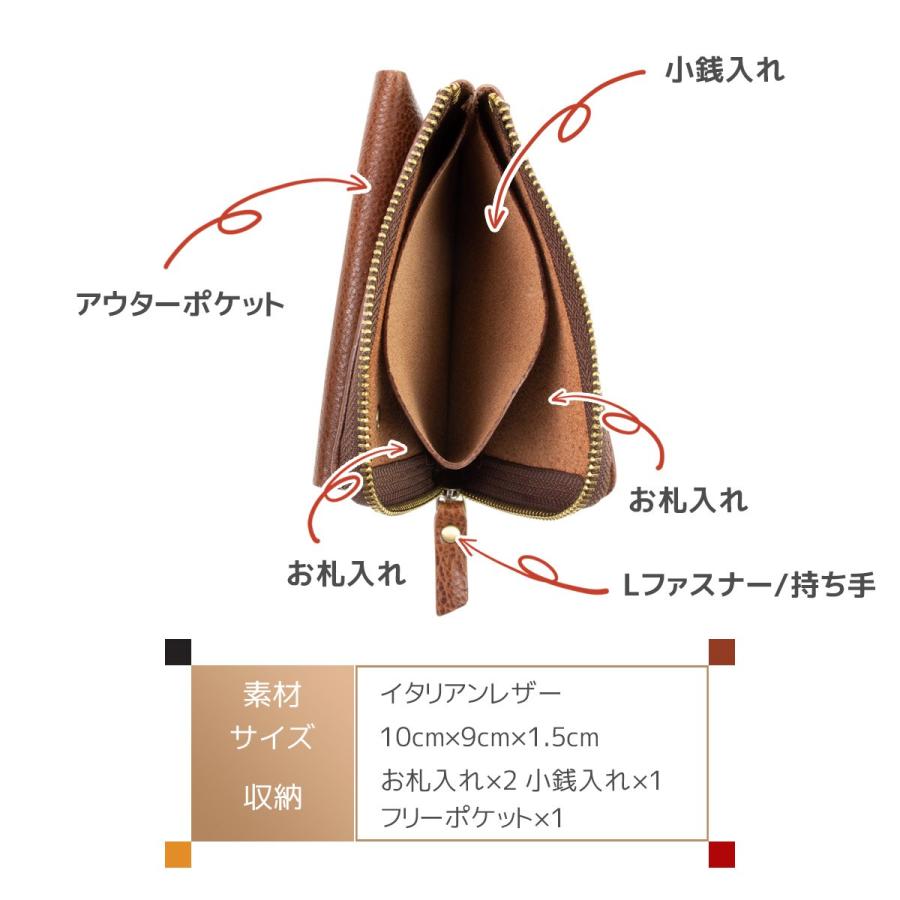 【 イタリアンレザー 】ミニ財布 （ ダークブラウン ） RafiCaro ミニ財布 レディース メンズ 財布 L字 本革 牛革