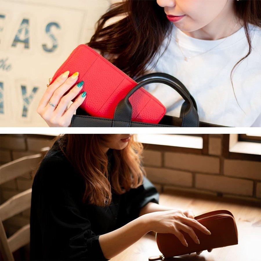 財布 レディース 長財布 ギャルソンタイプ コインスルー レザー 牛革 大容量 じゃばら ラウンドファスナー 小銭入れ ロングウォレット | RafiCaro | 05