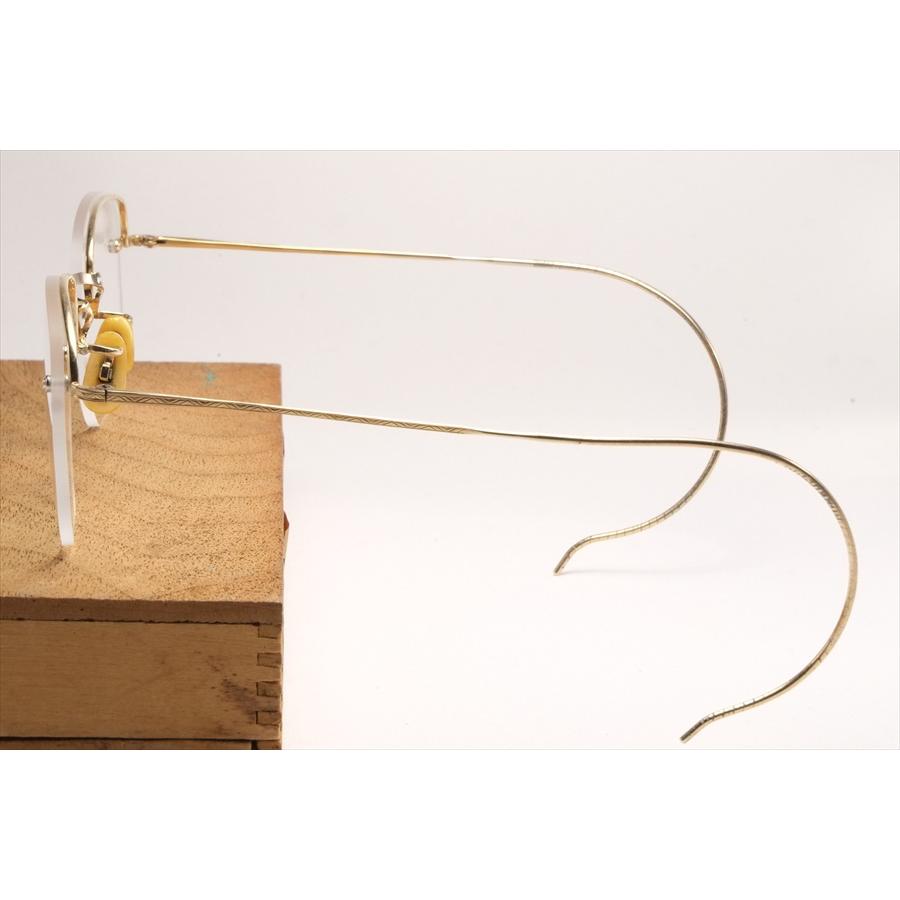 AMERICAN OPTICAL アメリカン オプティカル 1930's ハーフリム ホワイトゴールド12KGF ヴィンテージヘキサゴンサングラス  シルバー×バーガンディ アメリカンオプティカル ヴィンテージ メガネ 眼鏡 ハーフリム