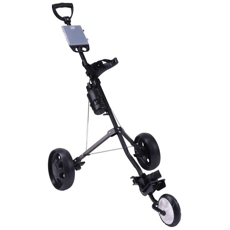 KT ゴルフ バッグ キャリー ボール クラブ メンズ プッシュ カート 折りたたみ 持ち運び 自動 展開 練習 収納 傘立て (3輪) 並