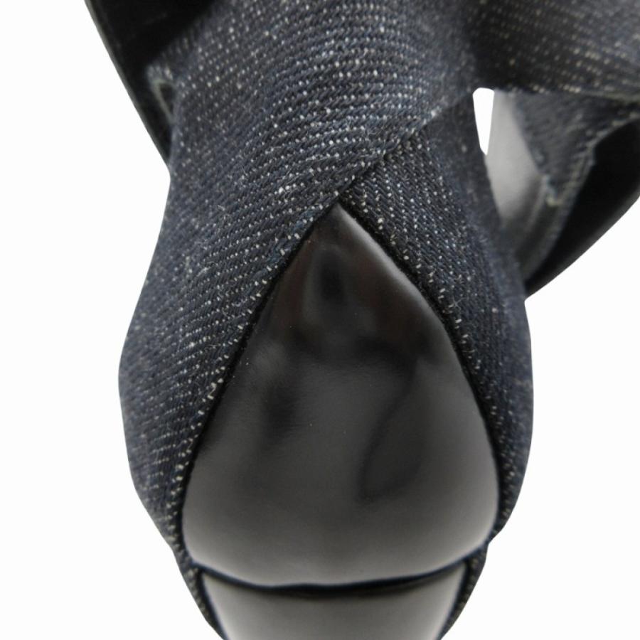 美品 PIERRE HARDY ピエールアルディ アンクルストラップ サンダル ミュール ウェッジソール デニム 37 黒 ブラック 黄 イエロー レディース 古着 中古 | PIERRE HARDY | 05
