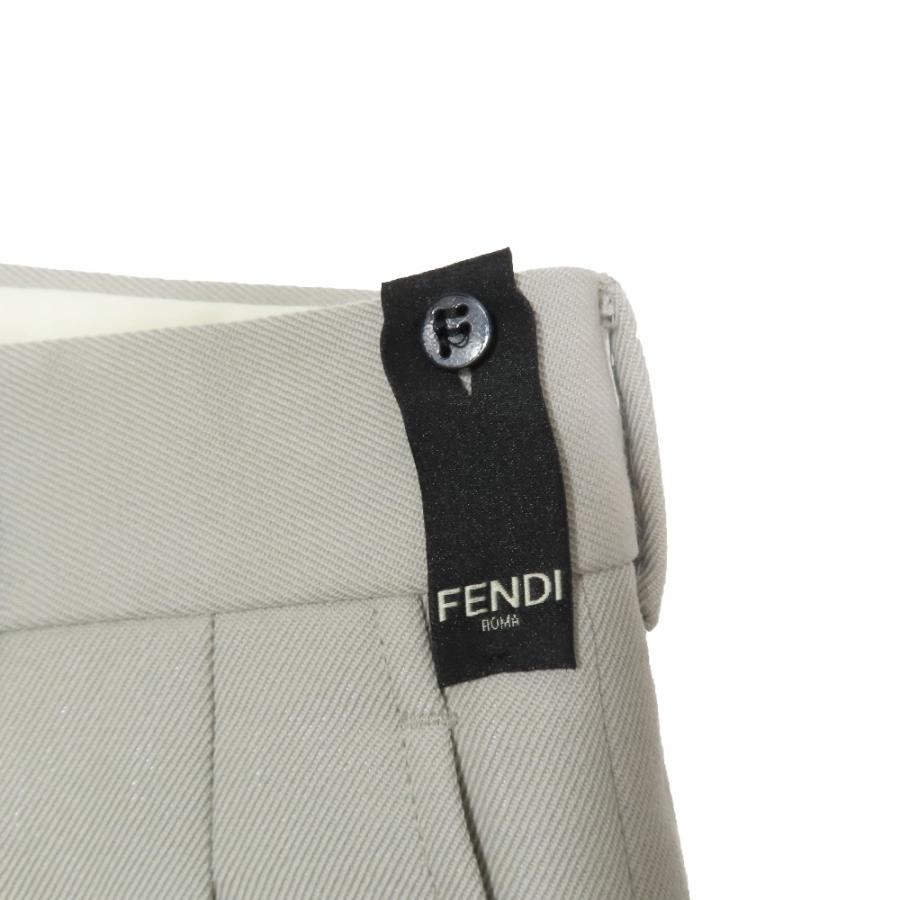 未使用 21aw FENDI フェンディ バミューダパンツ スラックス ショートパンツ FFロゴ金具 ハーフパンツ 2タック 無地 ワイド グレー 46 メンズ 古着 中古 | FENDI | 02