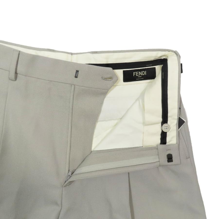 未使用 21aw FENDI フェンディ バミューダパンツ スラックス ショートパンツ FFロゴ金具 ハーフパンツ 2タック 無地 ワイド グレー 46 メンズ 古着 中古 | FENDI | 03