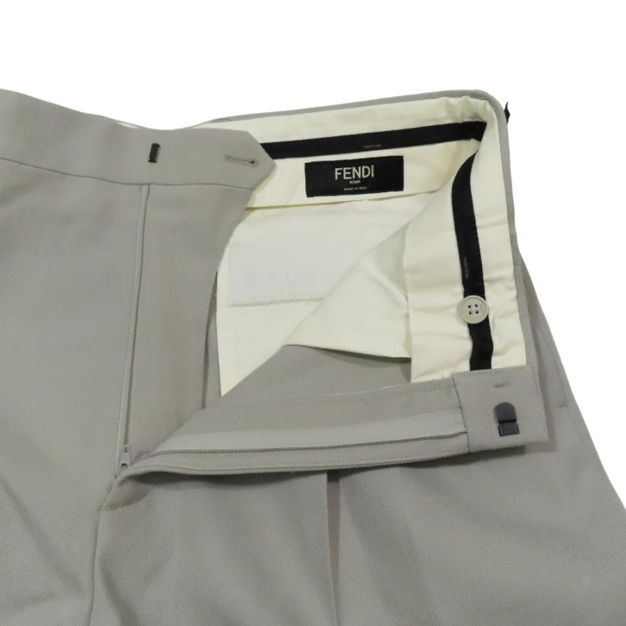 未使用 21aw FENDI フェンディ バミューダパンツ スラックス ショートパンツ FFロゴ金具 ハーフパンツ 2タック 無地 ワイド 48 グレー メンズ 古着 中古_2