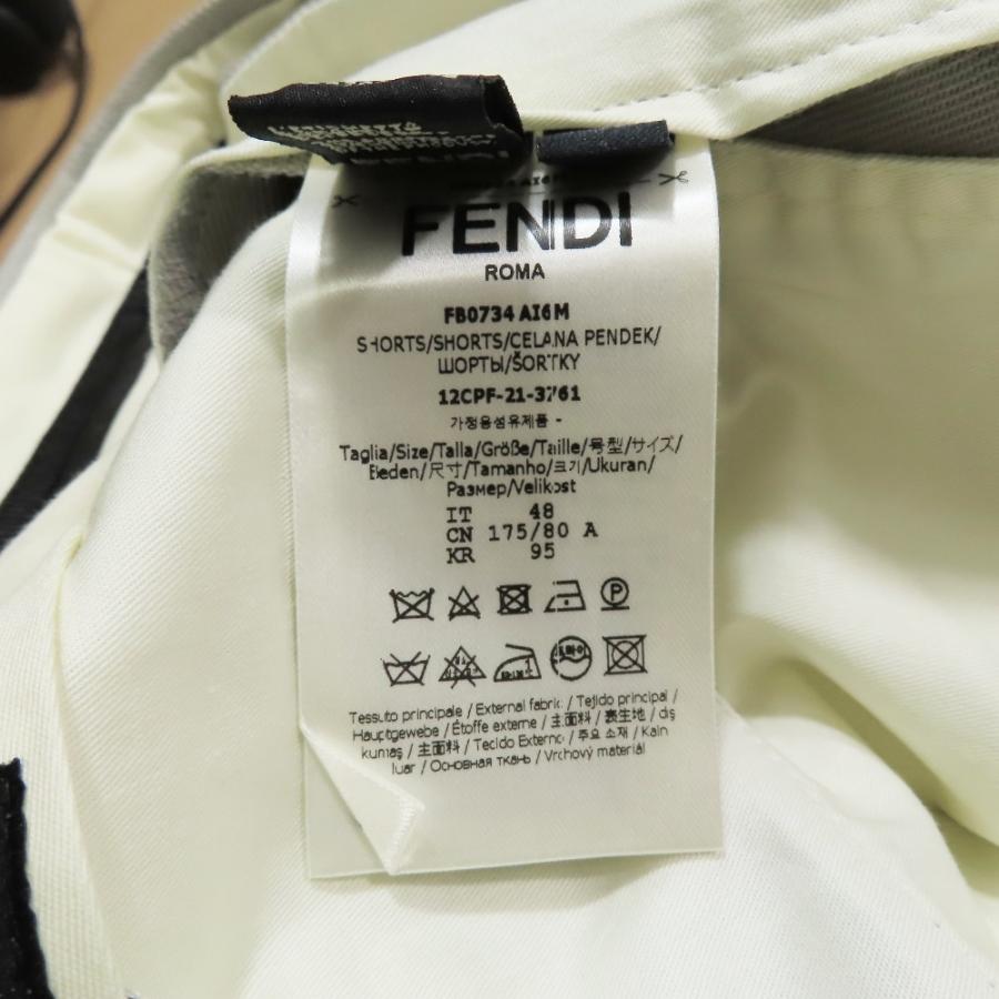 未使用 21aw FENDI フェンディ バミューダパンツ スラックス ショートパンツ FFロゴ金具 ハーフパンツ 2タック 無地 ワイド 48 グレー メンズ 古着 中古_6