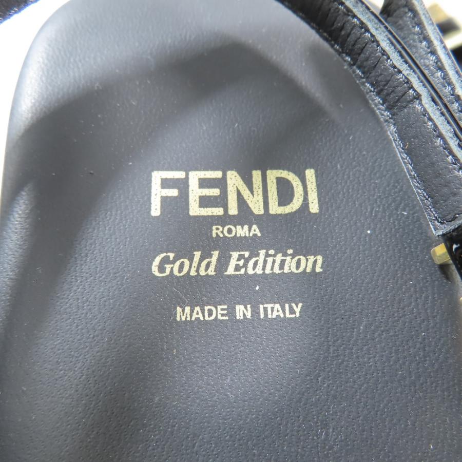 未使用 FENDI フェンディ サンダル アンクルストラップ ピラミッドビッグスタッズ フラット シューズ レザー 38 ブラック ゴールド レディース 古着 中古 | FENDI | 05