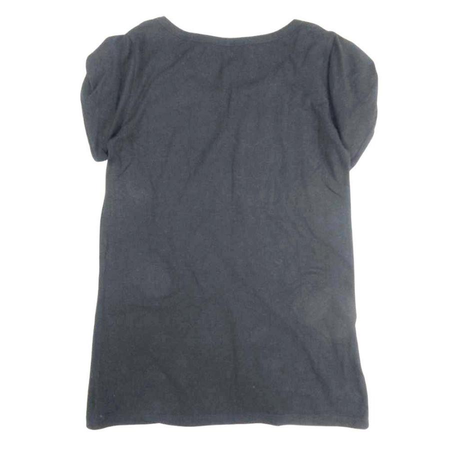 良品 DKNY ダナキャラン ニューヨーク パフスリーブ Tシャツ カットソー プルオーバー クルーネック 半袖 P/XS 黒 ブラック レディース 古着 中古 | DKNY | 01