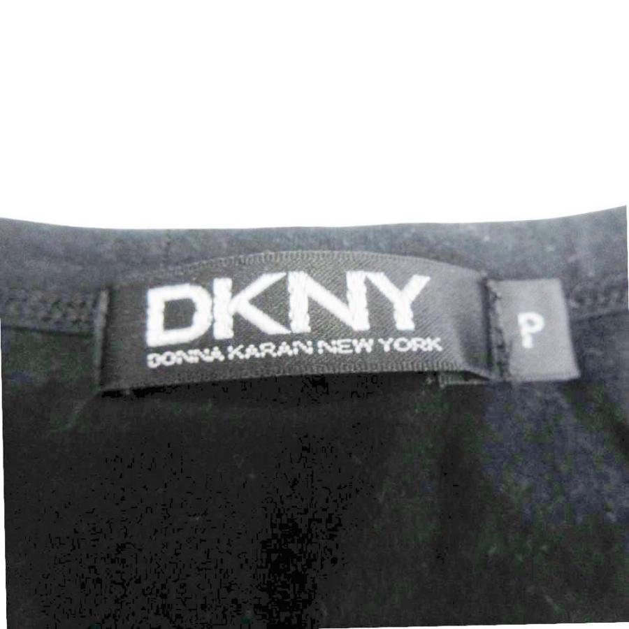 良品 DKNY ダナキャラン ニューヨーク パフスリーブ Tシャツ カットソー プルオーバー クルーネック 半袖 P/XS 黒 ブラック レディース 古着 中古 | DKNY | 05