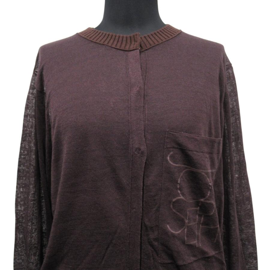 美品 20AW JOSEPH ジョセフ シアー リネン ショート カーディガン カットソー 長袖 ロゴ KRJRBA0631 サイズM 茶 ブラウン レディース 古着 中古 | JOSEPH | 02