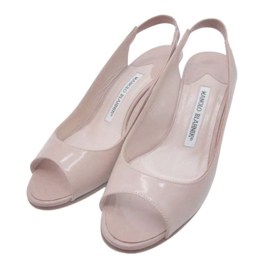 美品 MANOLO BLAHNIK マノロブラニク オープントゥ パンプス バックストラップ ウェッジソール シューズ 靴 35/22.0 ベージュ レディース 古着 中古 | MANOLO BLAHNIK | 01