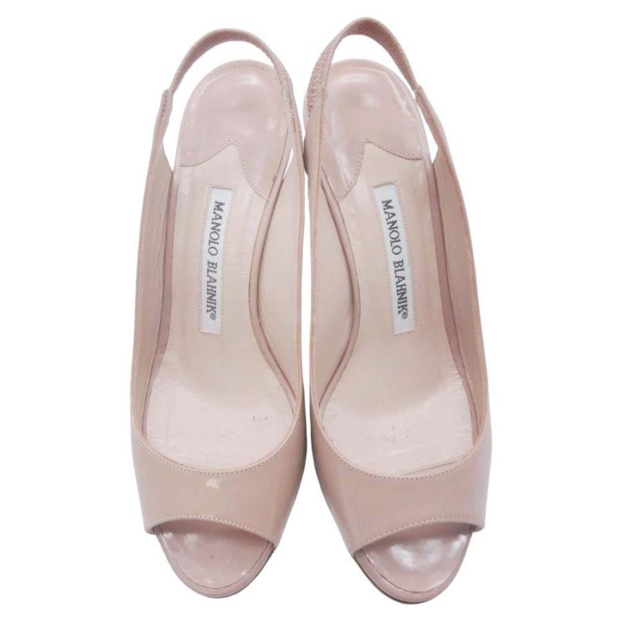 美品 MANOLO BLAHNIK マノロブラニク オープントゥ パンプス バックストラップ ウェッジソール シューズ 靴 35/22.0 ベージュ レディース 古着 中古 | MANOLO BLAHNIK | 02